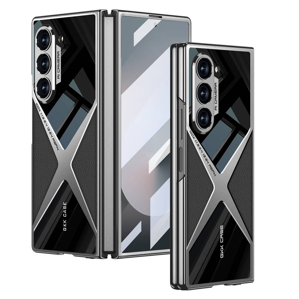 [RNZ-TA108256] Samsung Galaxy Z Fold 6 Uyumlu Kılıf Ultra İnce Kamera Korumalı PC + Deri Arka Yüzey Zore X-Pro Kapak (Siyah)