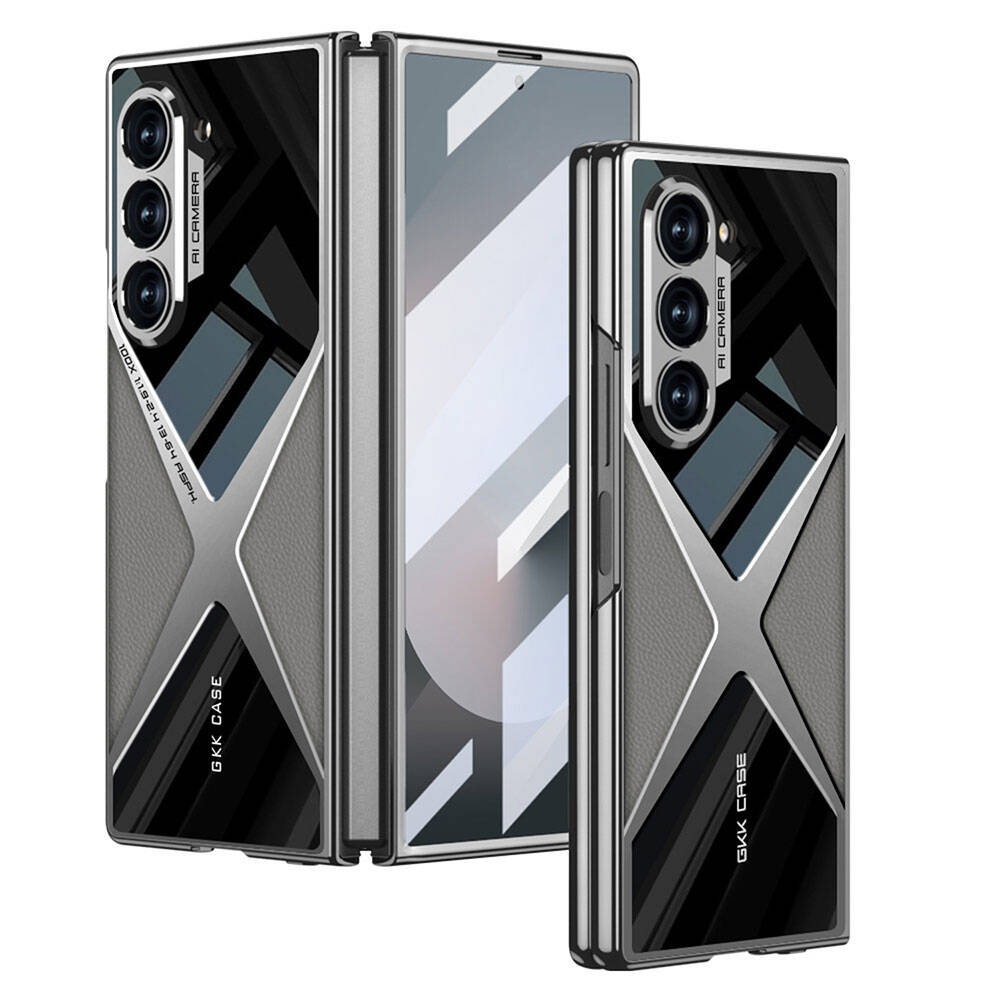 Samsung Galaxy Z Fold 6 Uyumlu Kılıf Ultra İnce Kamera Korumalı PC + Deri Arka Yüzey Zore X-Pro Kapak