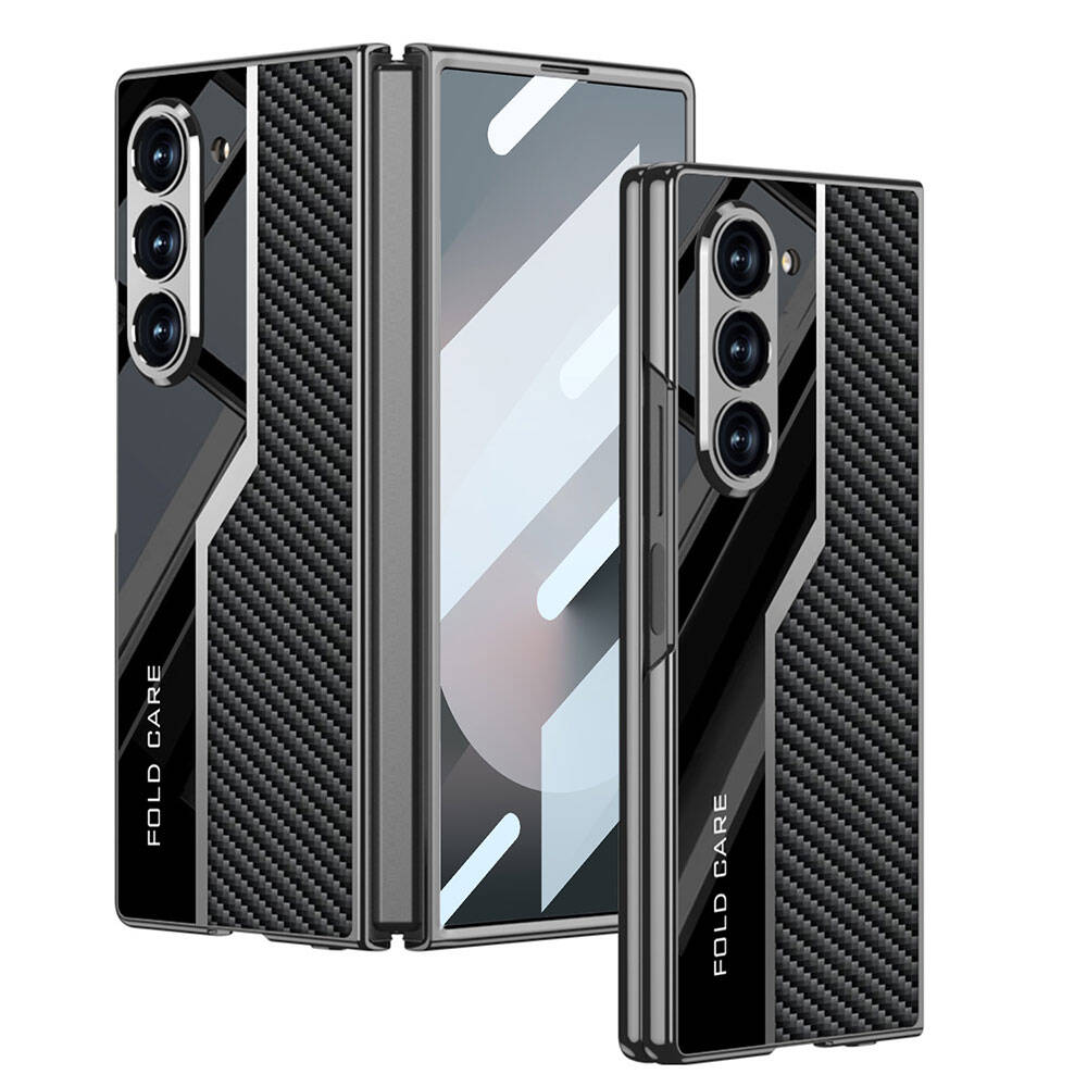 [RNZ-TA108025] Samsung Galaxy Z Fold 6 Uyumlu Kılıf Ultra İnce Kamera Korumalı PC + Karbon Fiber Tasarımlı Arka Yüzey Zore Kıpta Poligan Kapak