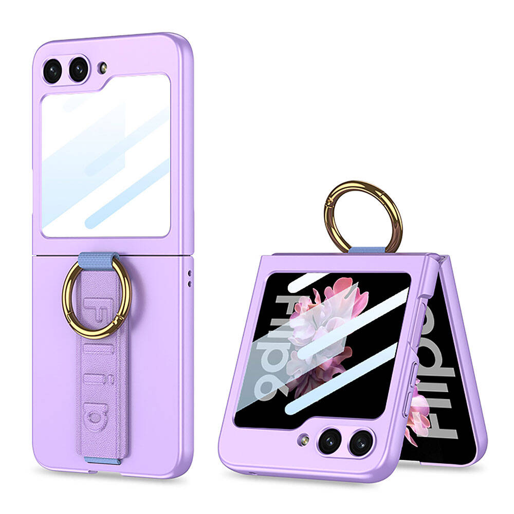 Samsung Galaxy Z Flip 6 Uyumlu Kılıf Kamera Korumalı Yüzüklü Zore Flip Ring Kıpta Kapak