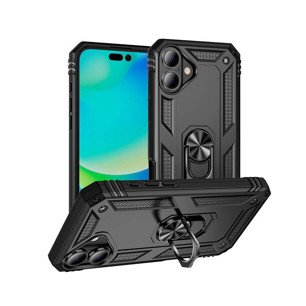 [RNZ-TA108936] Apple iPhone 16 Uyumlu Kılıf Zore Vega Kapak (Siyah)