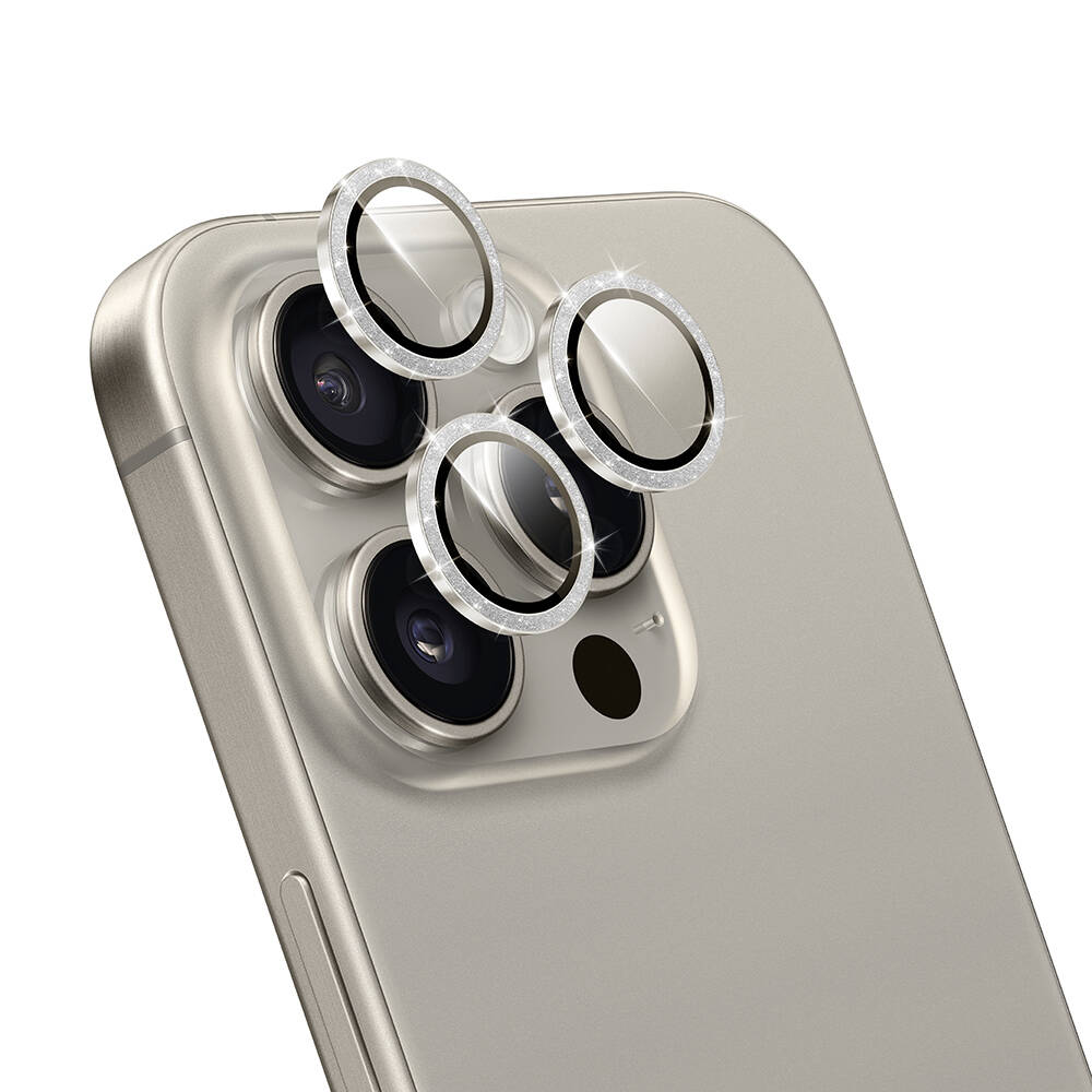 Apple iPhone 16 Pro Uyumlu Wiwu LG-006 Diamond Lens Guard Kolay Uygulama Aparatlı Kamera Lens Koruyucu