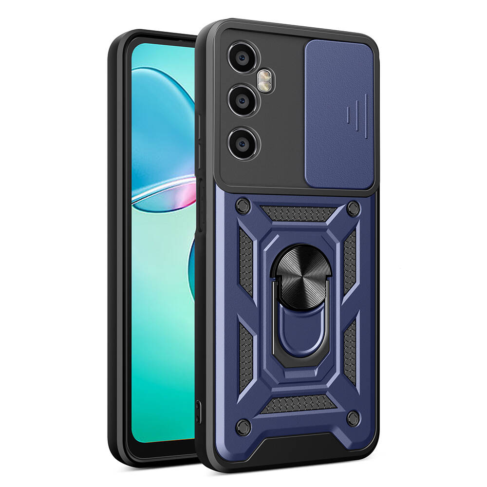 Realme C65 4G Uyumlu Kılıf Magnetik Standlı Kamera Korumalı Zore Sürgülü Vega Kapak