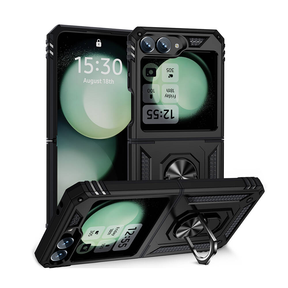 [RNZ-TA108948] Samsung Galaxy Z Flip 6 Uyumlu Kılıf Zore Vega Kapak (Siyah)