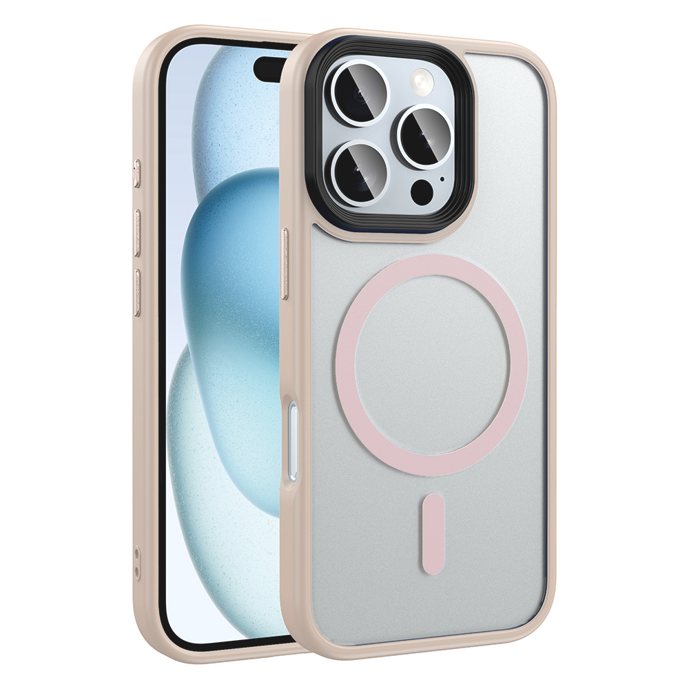 Apple iPhone 16 Pro Uyumlu Kılıf Mat Arka Yüzey Wireless Şarj Özellikli Zore Flet M-safe Kapak