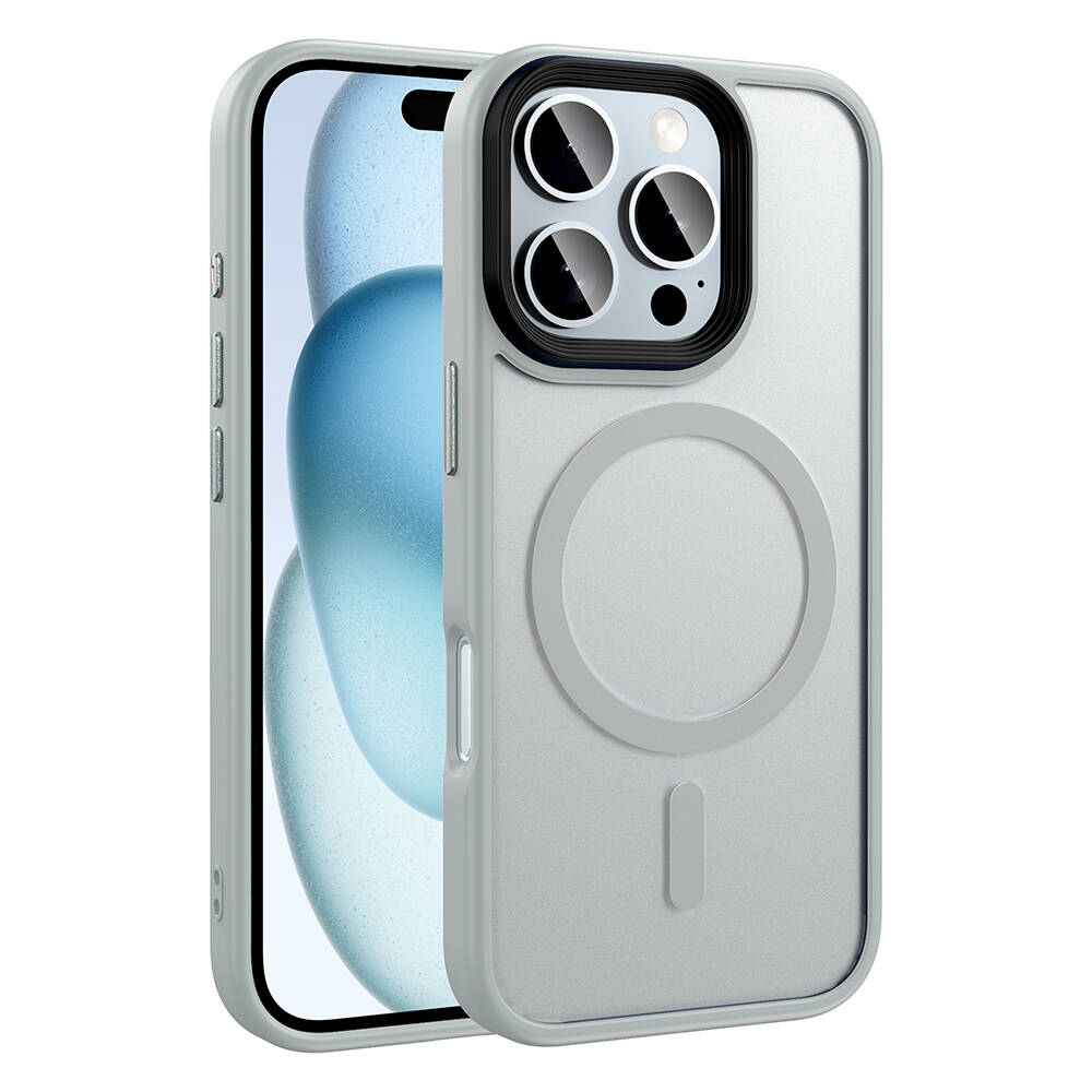Apple iPhone 16 Pro Max Uyumlu Kılıf Mat Arka Yüzey Wireless Şarj Özellikli Zore Flet M-safe Kapak