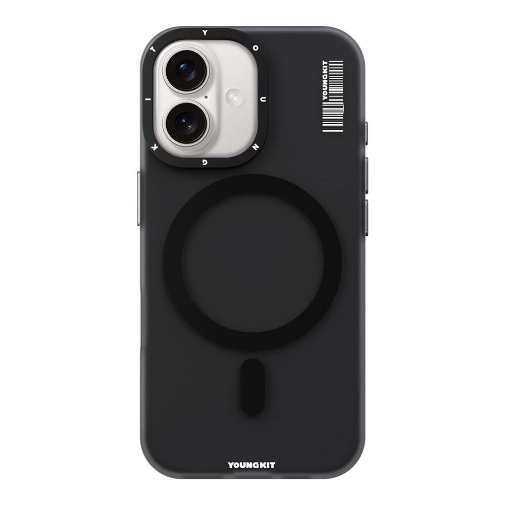 [RNZ-TA109048] Apple iPhone 16 Uyumlu Kılıf M-safe Şarj Özellikli Youngkit Hidden Sand Serisi Kapak (Siyah)