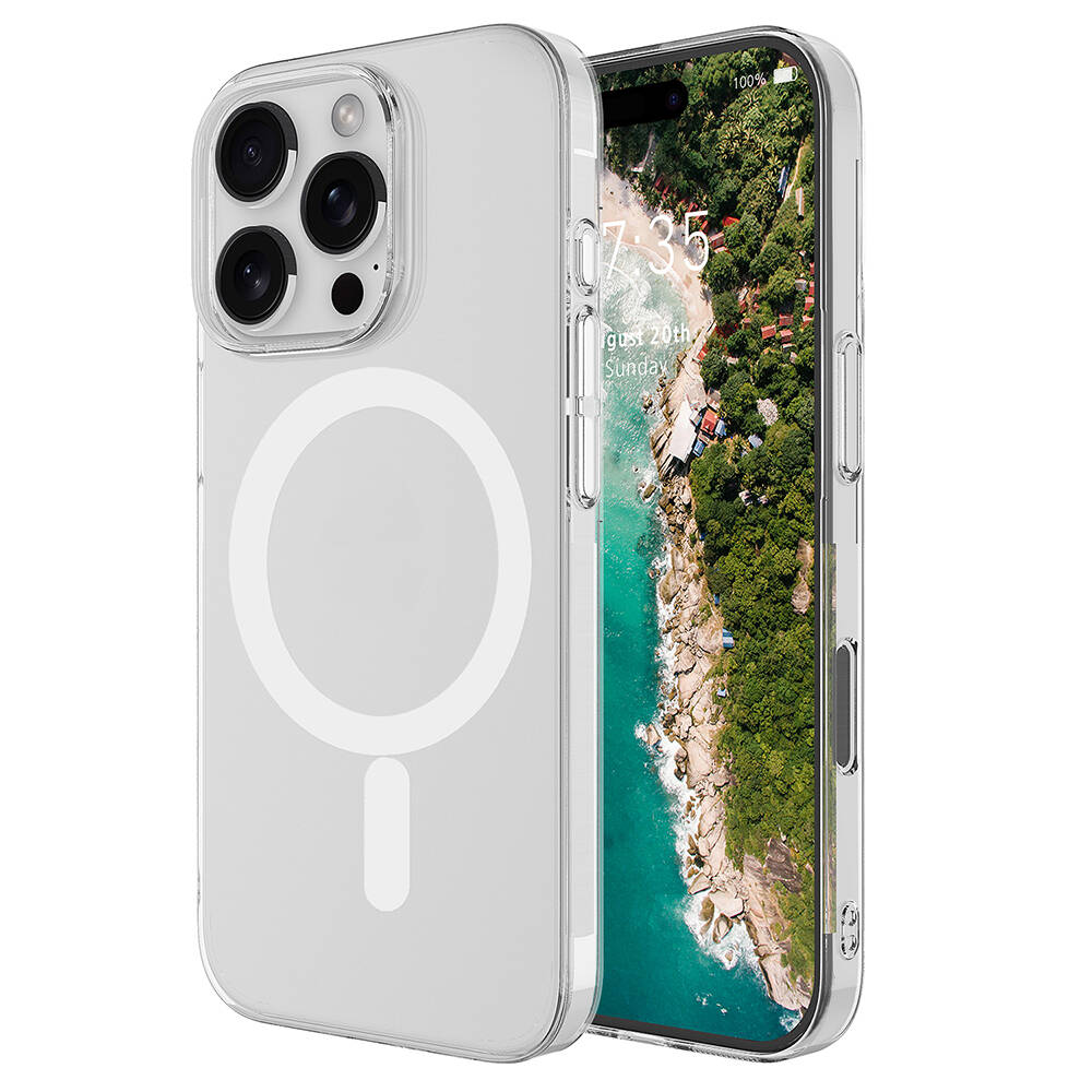 [RNZ-TA108808] Apple iPhone 16 Pro Uyumlu Kılıf Zore M-safe Şarj Özellikli Şeffaf Tek Kamera Çerçeveli Porto Kapak