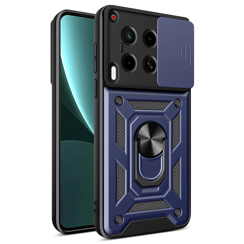 Tecno Camon 30 Uyumlu Kılıf Magnetik Standlı Kamera Korumalı Zore Sürgülü Vega Kapak