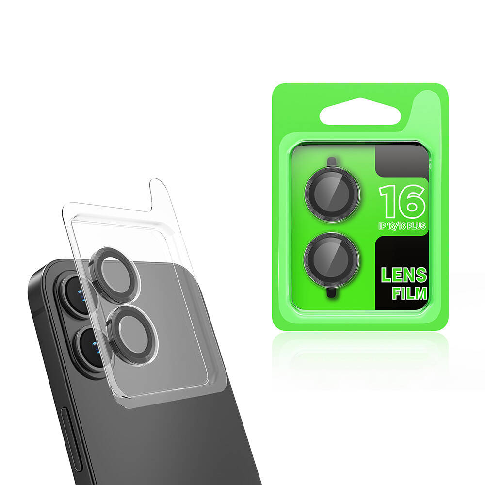 [RNZ-TA109166] Apple iPhone 16 Uyumlu Zore CL-07 Kamera Lens Koruyucu (Siyah)