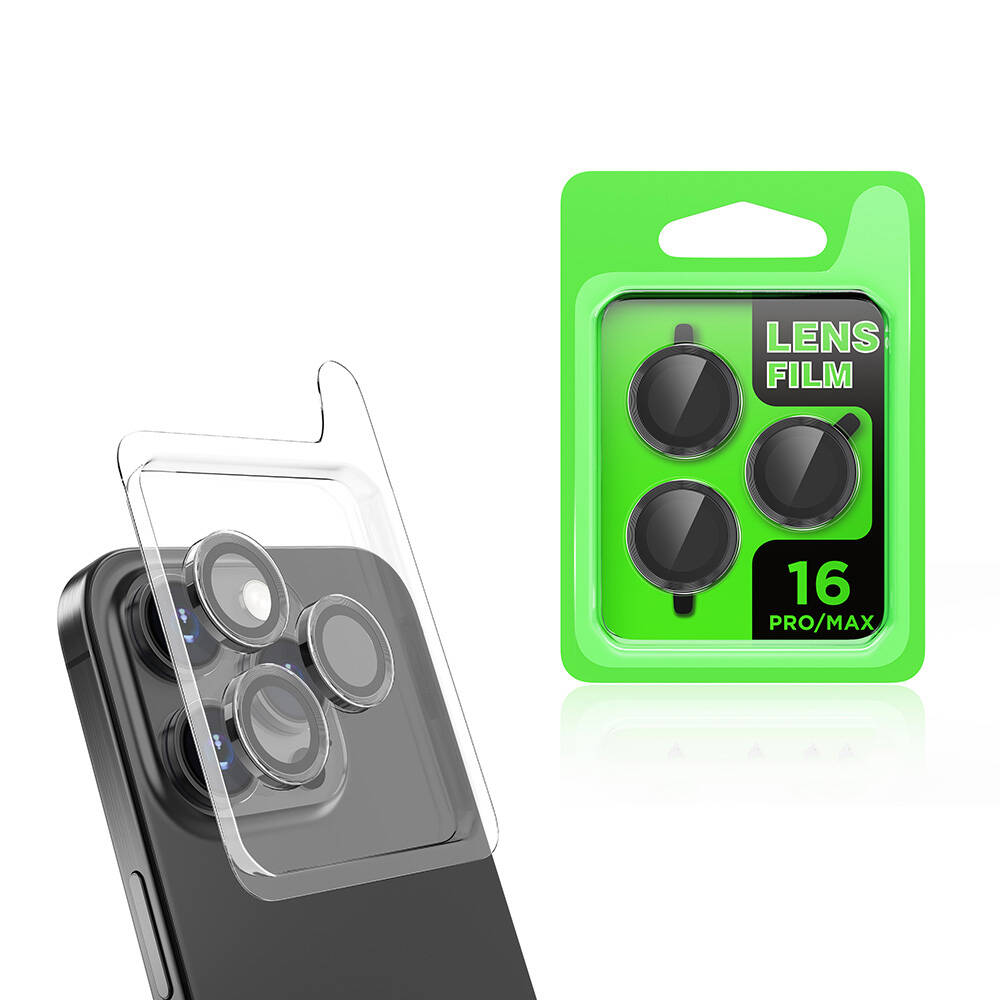 [RNZ-TA109181] Apple iPhone 16 Pro Max Uyumlu Zore CL-07 Kamera Lens Koruyucu (Siyah)
