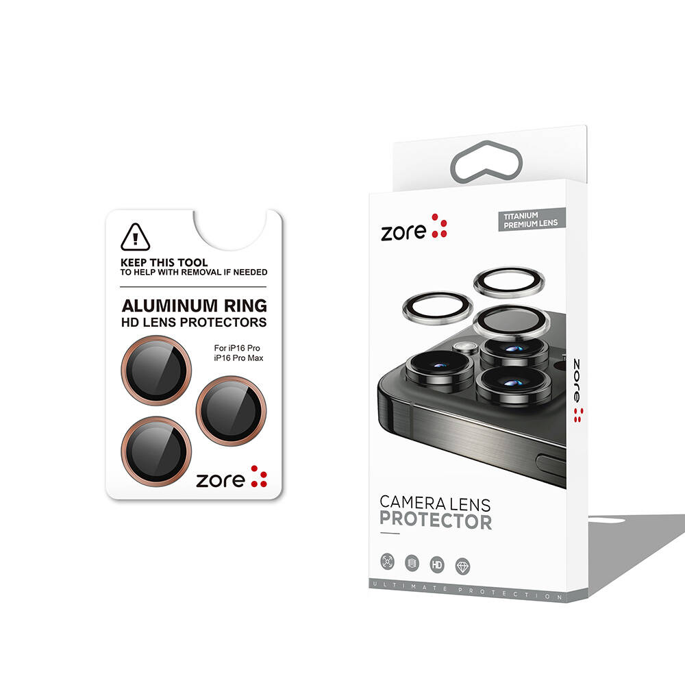 Apple iPhone 16 Pro Uyumlu Zore CL-12 Premium Safir Parmak İzi Bırakmayan Anti-Reflective Kamera Lens Koruyucu