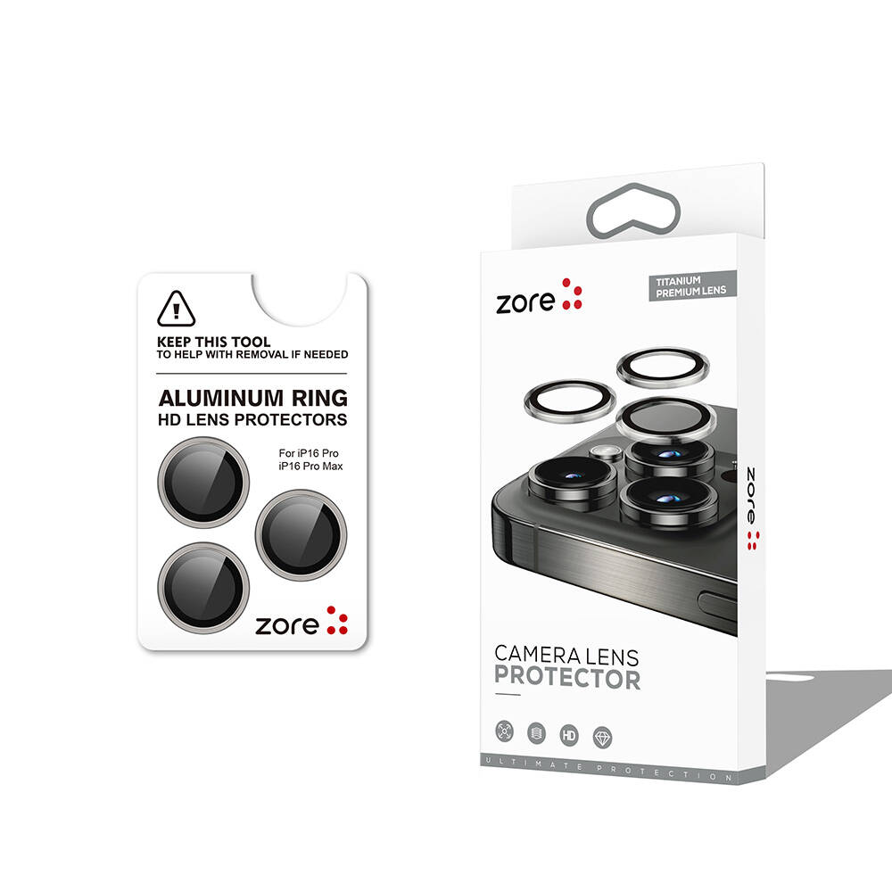 Apple iPhone 16 Pro Uyumlu Zore CL-12 Premium Safir Parmak İzi Bırakmayan Anti-Reflective Kamera Lens Koruyucu