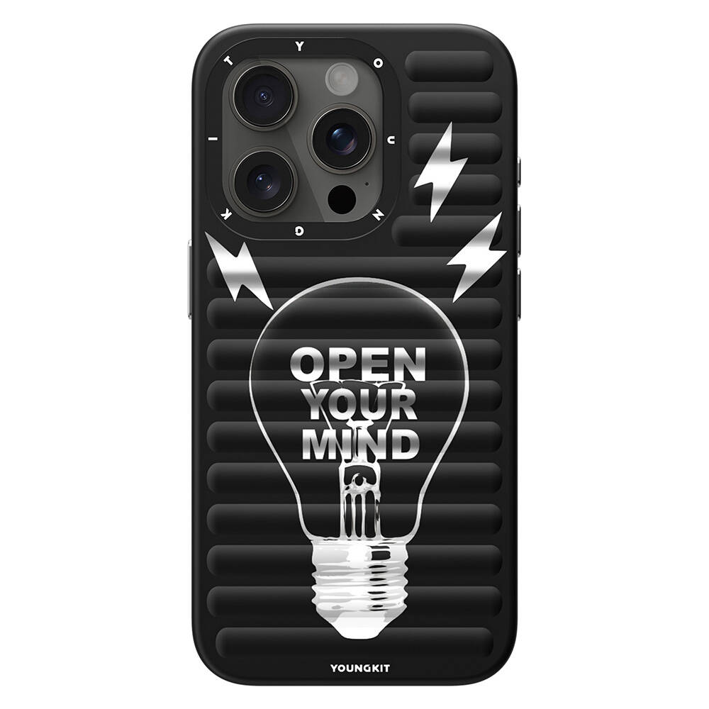 [RNZ-TA109247] Apple iPhone 15 Pro Max Uyumlu Kılıf M-safe Şarj Özellikli Youngkit Open Mind Serisi Kapak (Siyah)