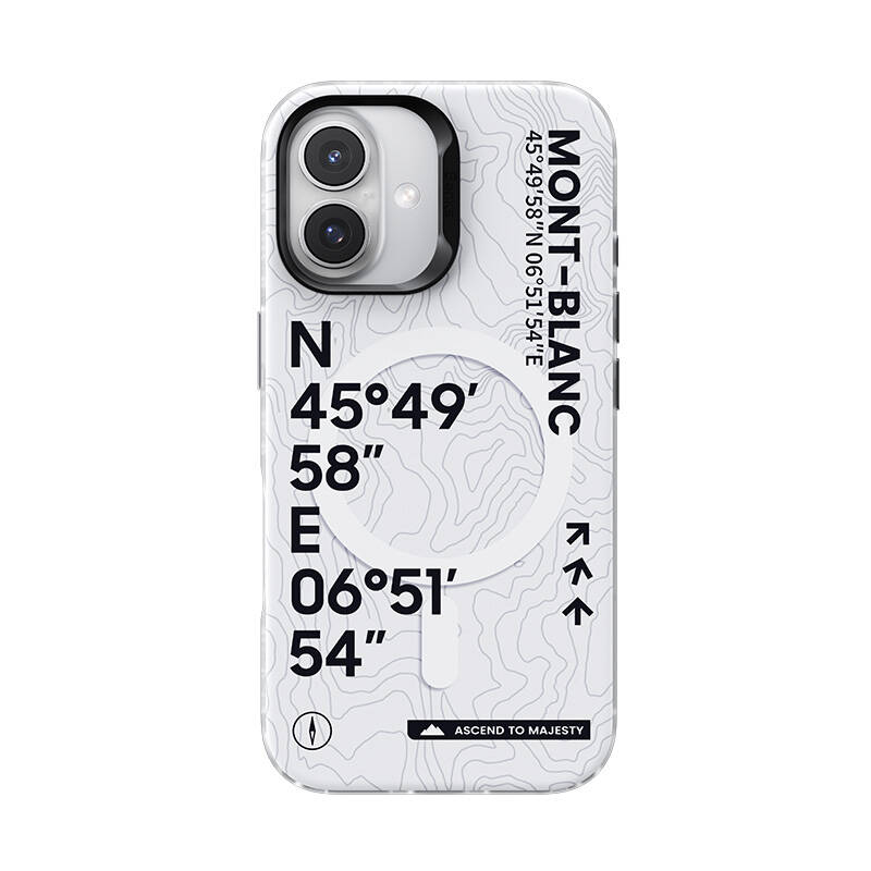 Apple iPhone 16 Uyumlu Kılıf M-safe Şarj Özellikli Koordinat Yazı Desenli Benks Summit Serisi Kapak