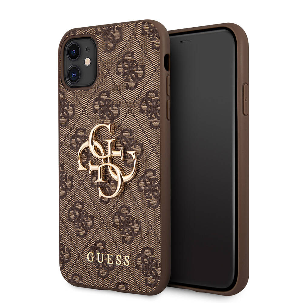 Apple iPhone 11 Uyumlu Kılıf Guess PU Deri Büyük Metal Logo Dizaynlı Kapak