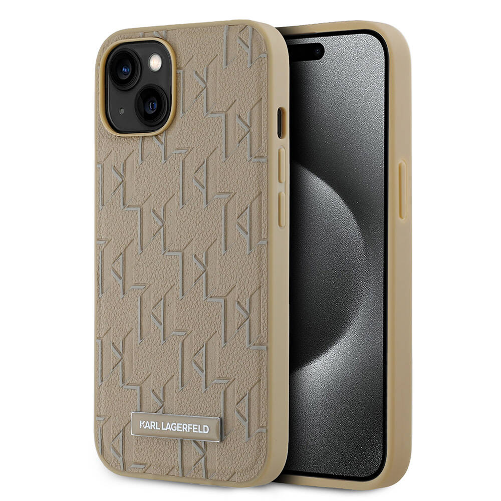 Apple iPhone 14 Uyumlu Kılıf Karl Lagerfeld Orjinal Lisanslı M-safe Şarj Özellikli KL Yazılı Hot Stamp Kapak