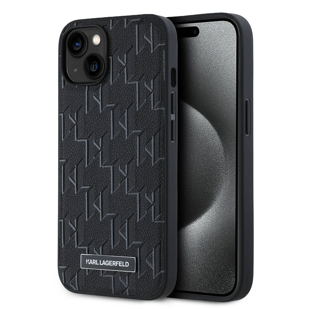 Apple iPhone 14 Uyumlu Kılıf Karl Lagerfeld Orjinal Lisanslı M-safe Şarj Özellikli KL Yazılı Hot Stamp Kapak