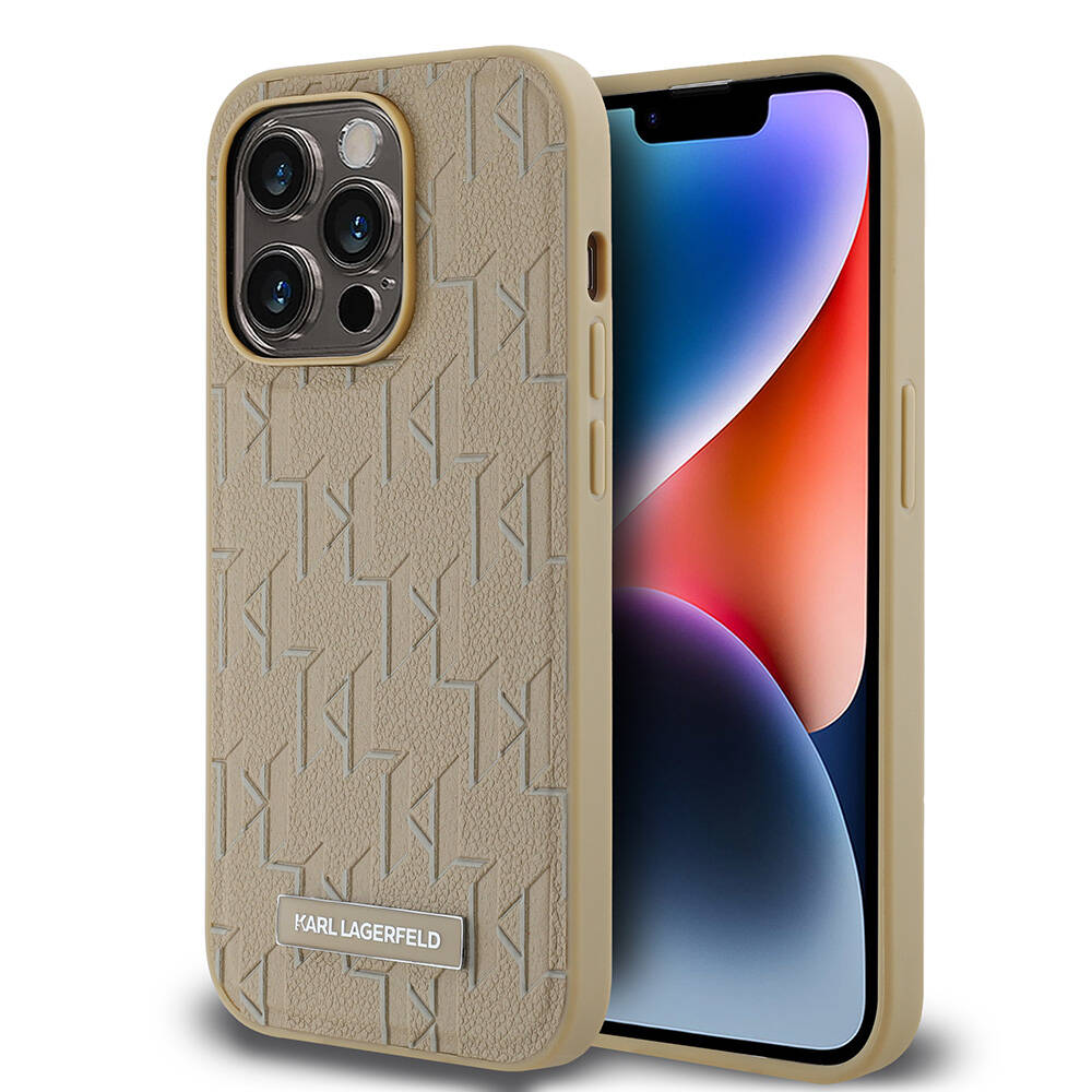 Apple iPhone 14 Pro Max Uyumlu Kılıf Karl Lagerfeld Orjinal Lisanslı M-safe Şarj Özellikli KL Yazılı Hot Stamp Kapak