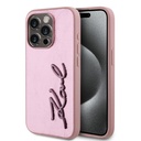 Apple iPhone 15 Pro Max Uyumlu Kılıf Karl Lagerfeld Orjinal Lisanslı 3D KL Yazılı Tüylü Arka Yüzey Saffiano Rhinestones Kapak