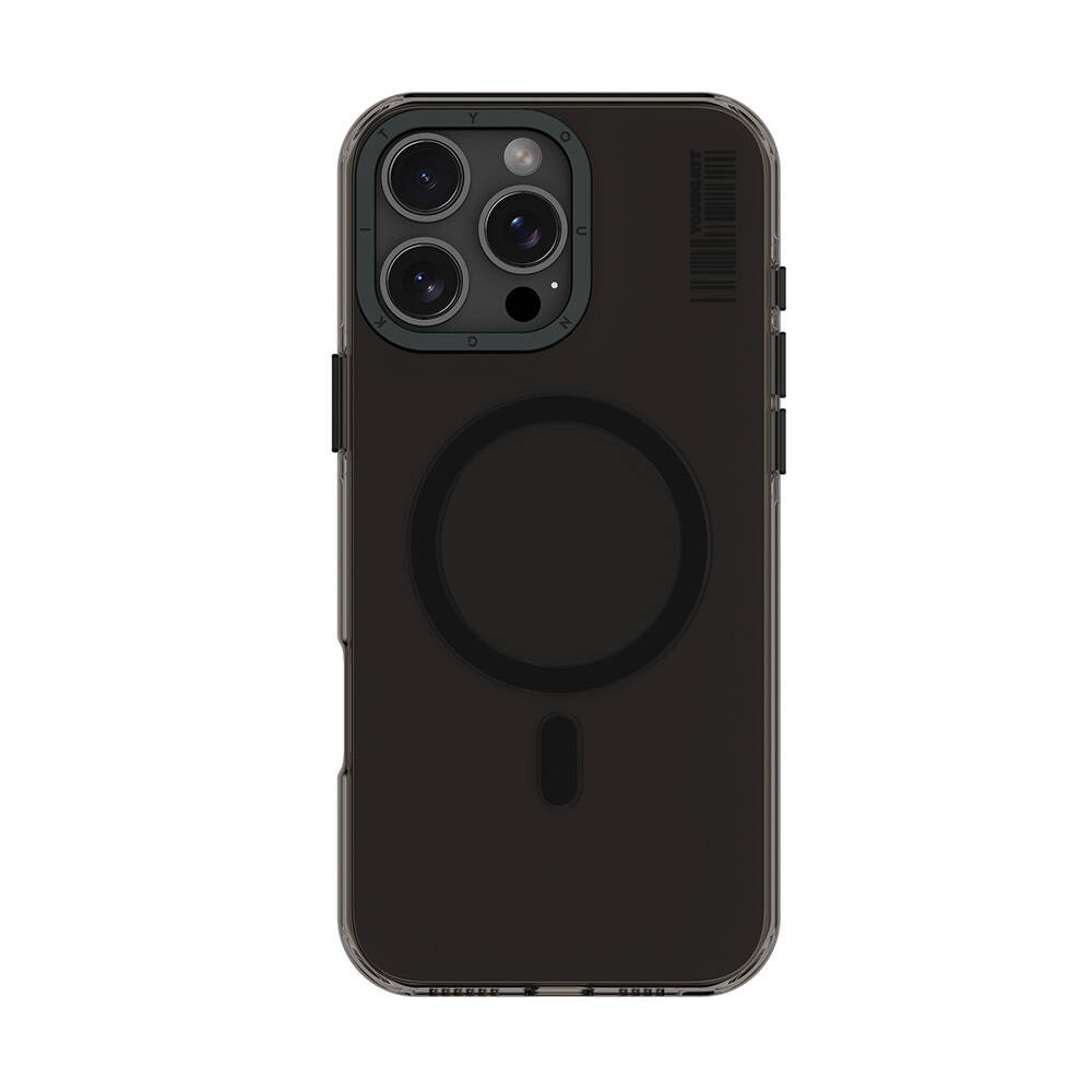 [RNZ-TA109428] Apple iPhone 16 Pro Uyumlu Kılıf M-safe Şarj Özellikli Şeffaf Youngkit Crystal Shield Serisi Kapak (Siyah)