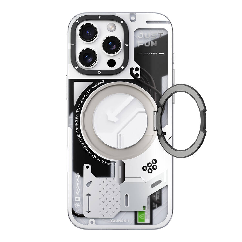 Apple iPhone 16 Pro Uyumlu Kılıf M-safe Şarj Özellikli Youngkit 360° Standlı Starship Serisi Kapak