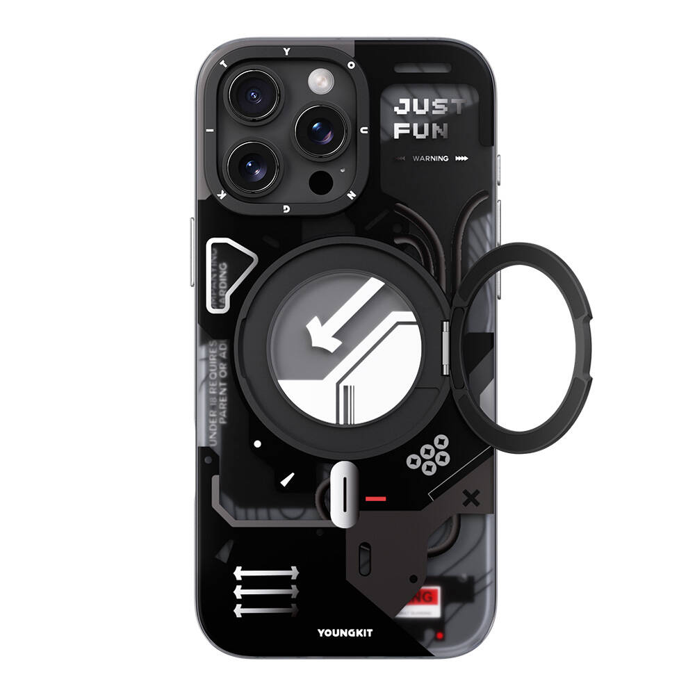 Apple iPhone 16 Pro Uyumlu Kılıf M-safe Şarj Özellikli Youngkit 360° Standlı Starship Serisi Kapak