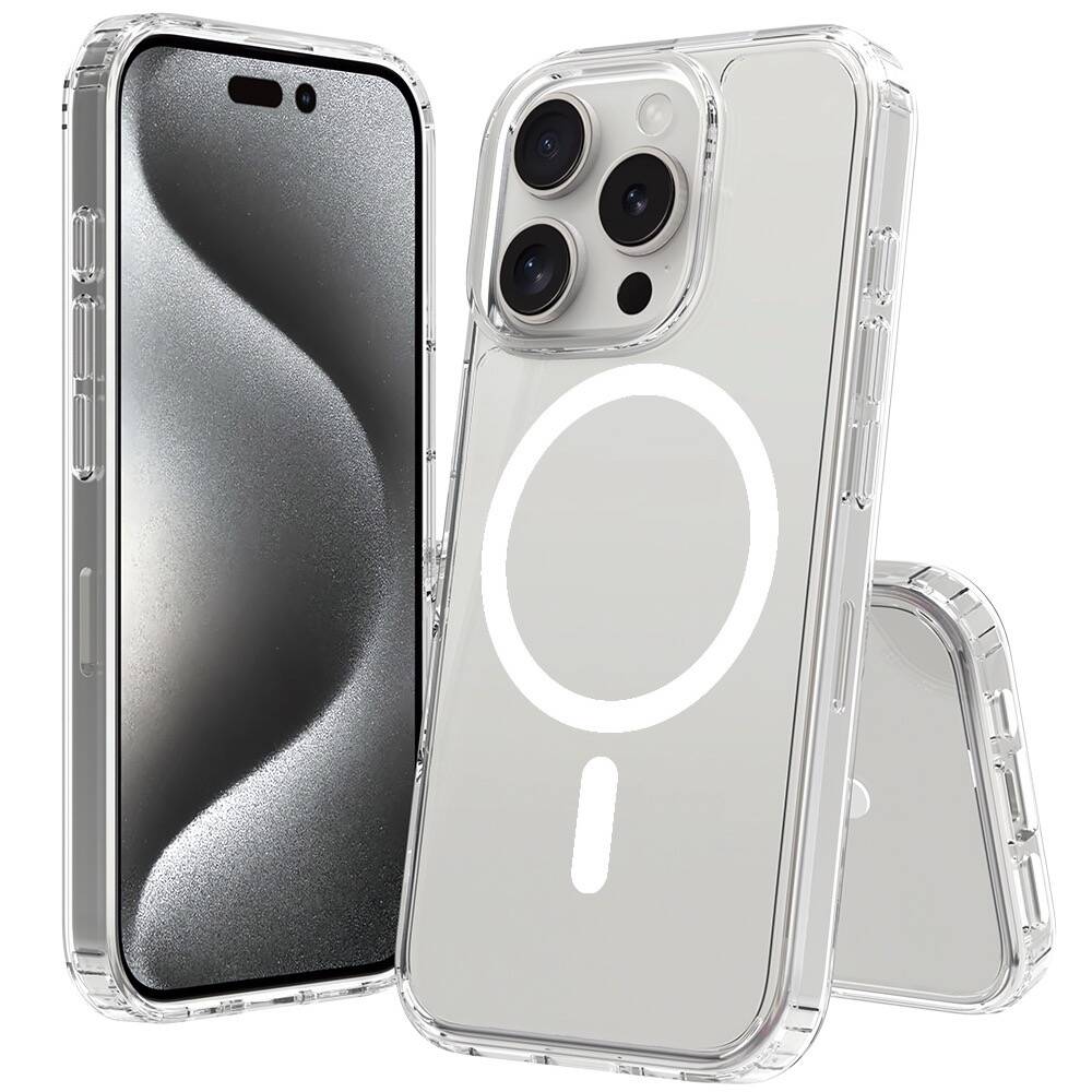 [RNZ-TA109075] Apple iPhone 16 Pro Max Uyumlu Kılıf M-safe Şarj Özellikli Şeffaf Sert PC Zore Embos Kapak
