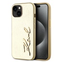 Apple iPhone 15 Uyumlu Kılıf Karl Lagerfeld Orjinal Lisanslı 3D KL Yazılı Tüylü Arka Yüzey Saffiano Rhinestones Kapak