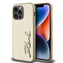 Apple iPhone 14 Pro Max Uyumlu Kılıf Karl Lagerfeld Orjinal Lisanslı 3D KL Yazılı Tüylü Arka Yüzey Saffiano Rhinestones Kapak