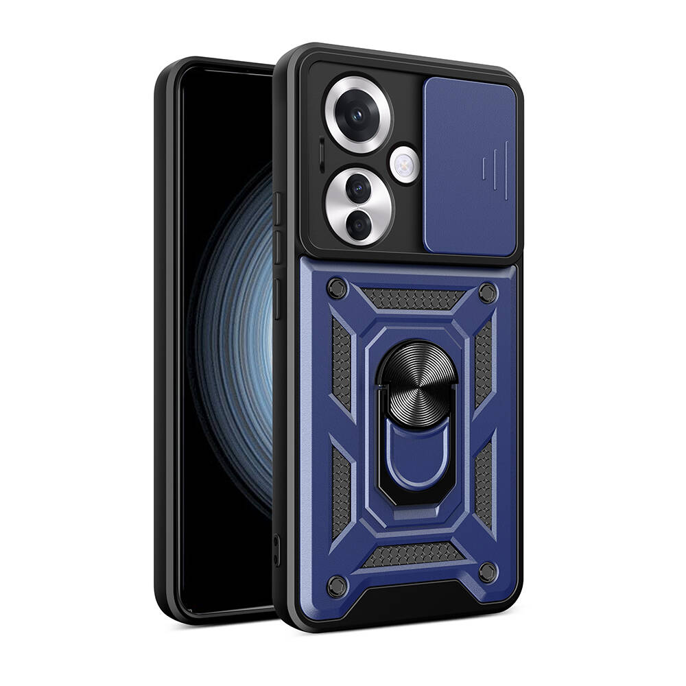 Oppo Reno 11F 5G Uyumlu Kılıf Magnetik Standlı Kamera Korumalı Zore Sürgülü Vega Kapak