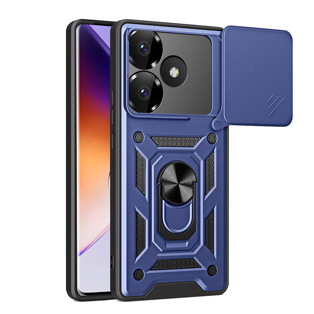 Xiaomi Poco F6 Uyumlu Kılıf Magnetik Standlı Kamera Korumalı Zore Sürgülü Vega Kapak