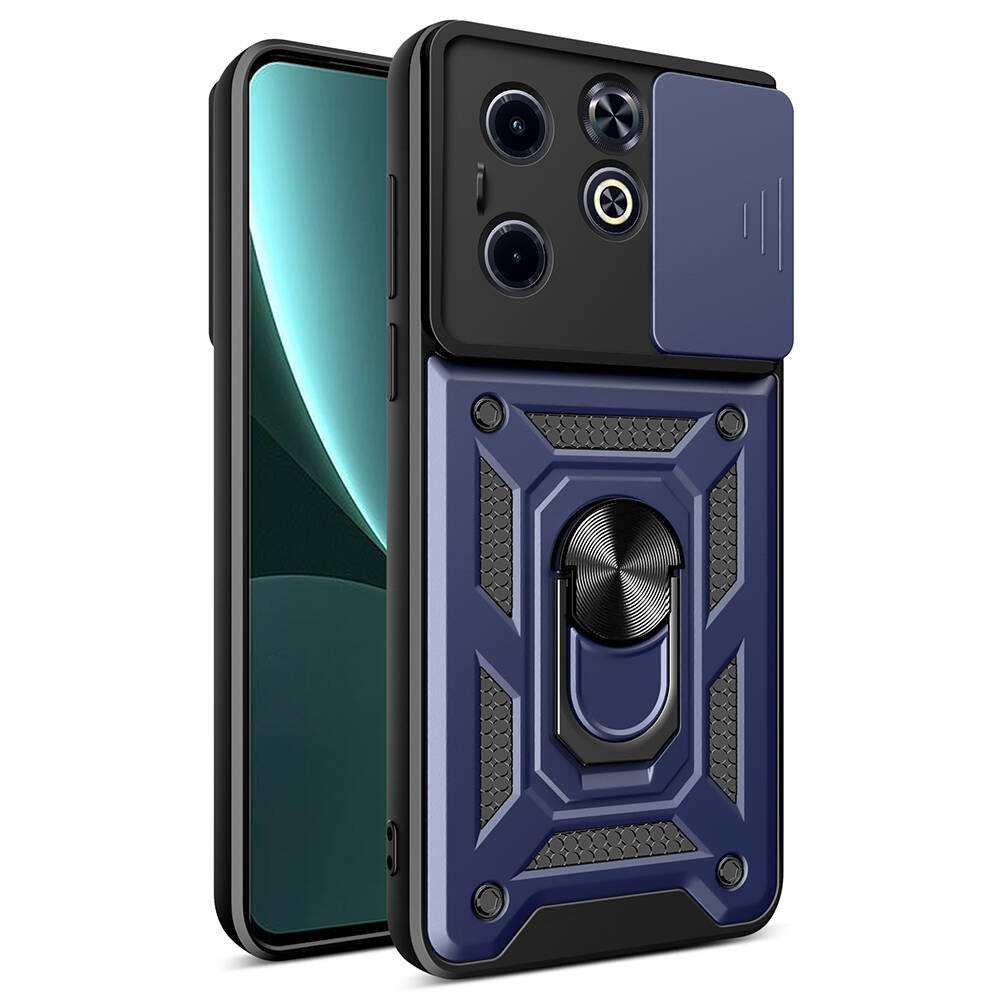 Infinix Hot 40i Uyumlu Kılıf Magnetik Standlı Kamera Korumalı Zore Sürgülü Vega Kapak