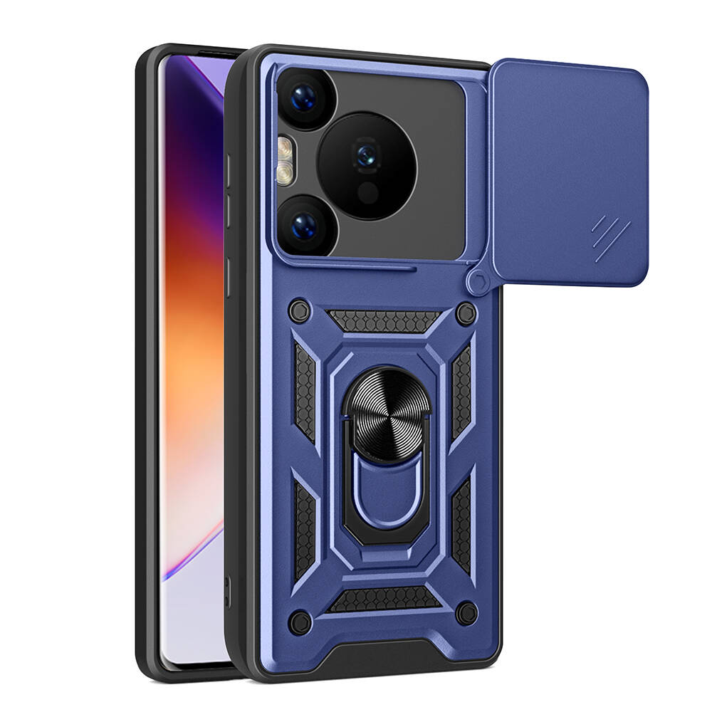 Huawei Pura 70 Pro 5G Uyumlu Kılıf Magnetik Standlı Kamera Korumalı Zore Sürgülü Vega Kapak