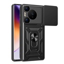 Huawei Pura 70 Pro 5G Uyumlu Kılıf Magnetik Standlı Kamera Korumalı Zore Sürgülü Vega Kapak
