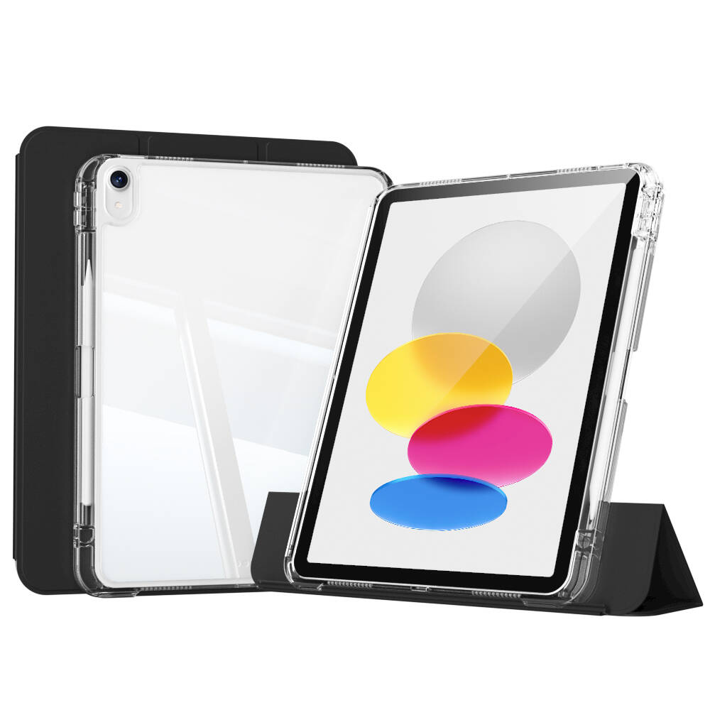 [RNZ-TA109473] Apple iPad 10.9 2022 (10.Nesil) Uyumlu Kılıf Magnetik Ayrılabilen Airbagli Zore Sliding Tablet Kılıfı (Siyah)