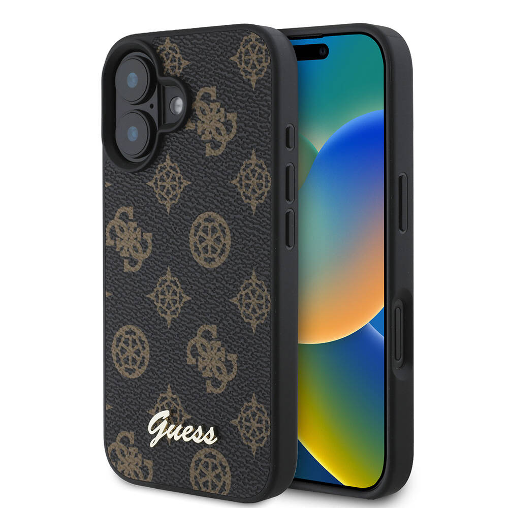 Apple iPhone 16 Plus Uyumlu Kılıf Guess Orjinal Lisanslı M-safe Şarj Özellikli Yazı Logolu Peony Kapak