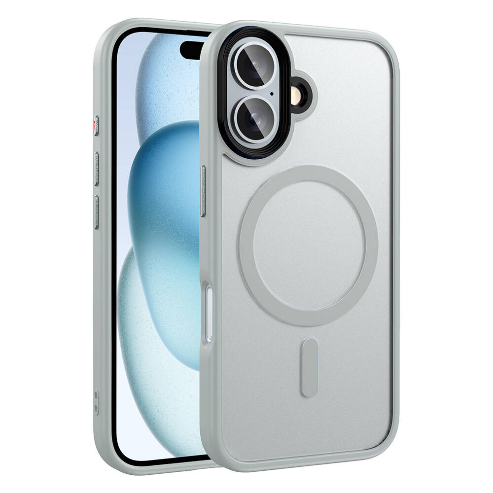 Apple iPhone 16 Uyumlu Kılıf Mat Arka Yüzey Wireless Şarj Özellikli Zore Flet M-safe Kapak