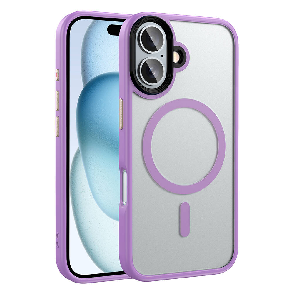Apple iPhone 16 Uyumlu Kılıf Mat Arka Yüzey Wireless Şarj Özellikli Zore Flet M-safe Kapak