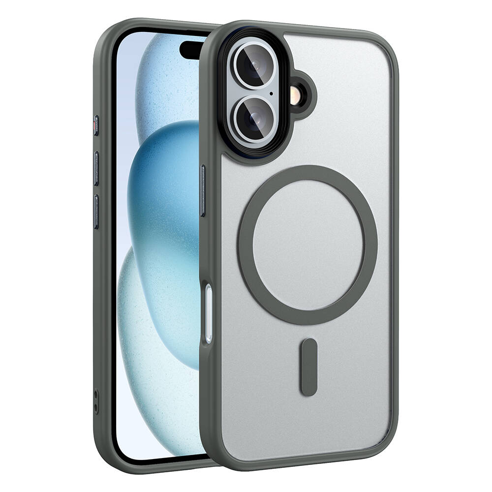 Apple iPhone 16 Uyumlu Kılıf Mat Arka Yüzey Wireless Şarj Özellikli Zore Flet M-safe Kapak