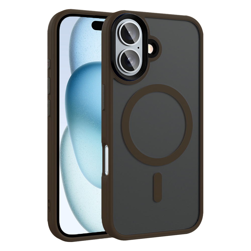 Apple iPhone 16 Uyumlu Kılıf Mat Arka Yüzey Wireless Şarj Özellikli Zore Flet M-safe Kapak