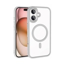 Apple iPhone 16 Uyumlu Kılıf Wireless Şarj Özellikli Zore Krom M-safe Silikon Kapak