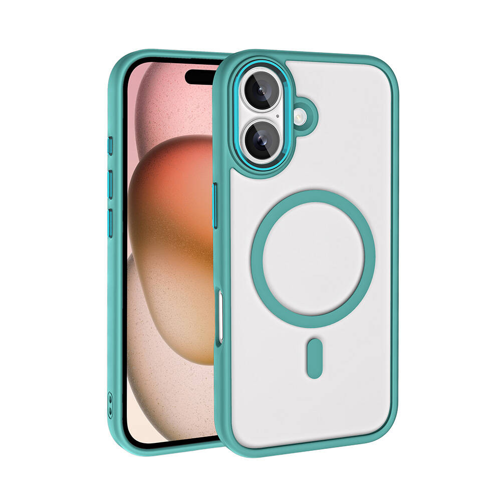 Apple iPhone 16 Uyumlu Kılıf Wireless Şarj Özellikli Zore Krom M-safe Silikon Kapak