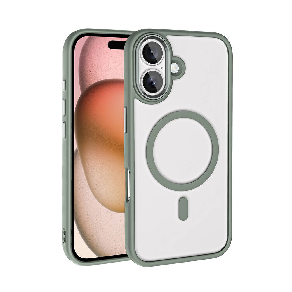 Apple iPhone 16 Uyumlu Kılıf Wireless Şarj Özellikli Zore Krom M-safe Silikon Kapak