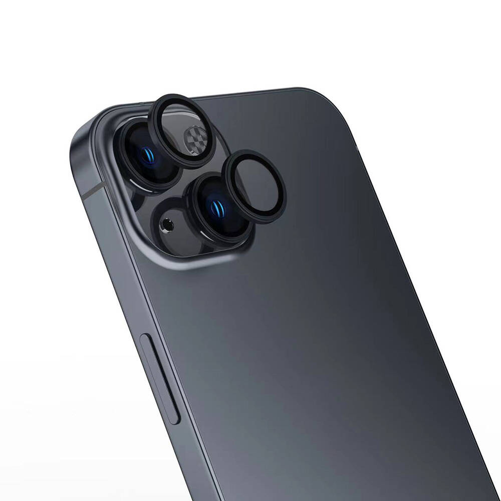 [RNZ-TA108319] Apple iPhone 16 Plus Uyumlu Zore Safir CL-15 Parmak İzi Bırakmayan Anti-Reflective Kamera Lens Koruyucu (Siyah)