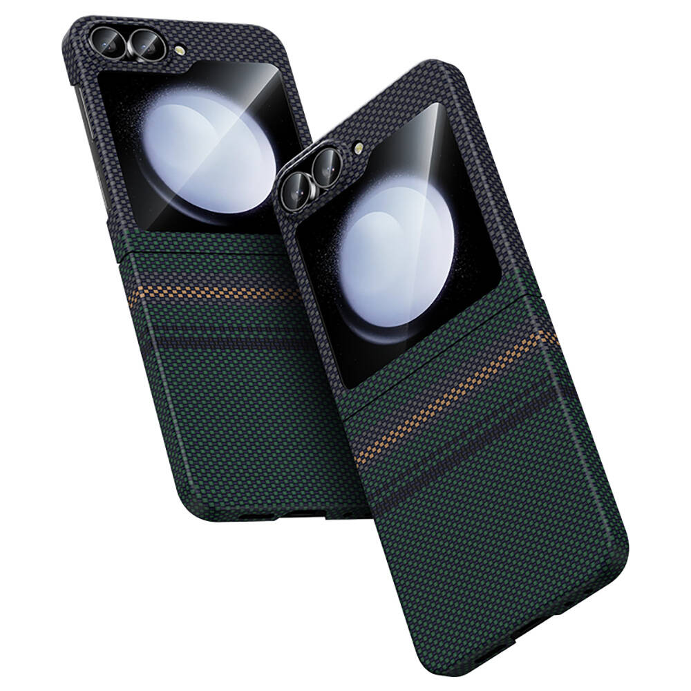 Samsung Galaxy Z Flip 6 Uyumlu Kılıf Karbon Fiber Tasarımlı Benks Aurora ArmorAir Kevlar Kapak