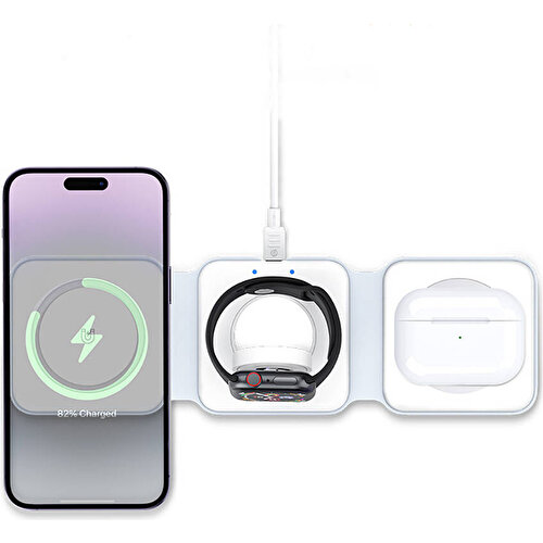 Recci RCW-36 3in1 Katlanabilir Magnetik Kablosuz Şarj Standı