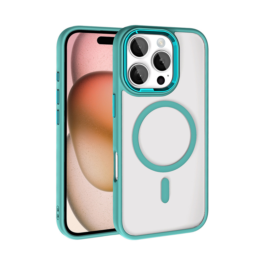 Apple iPhone 16 Pro Uyumlu Kılıf Wireless Şarj Özellikli Zore Krom M-safe Silikon Kapak