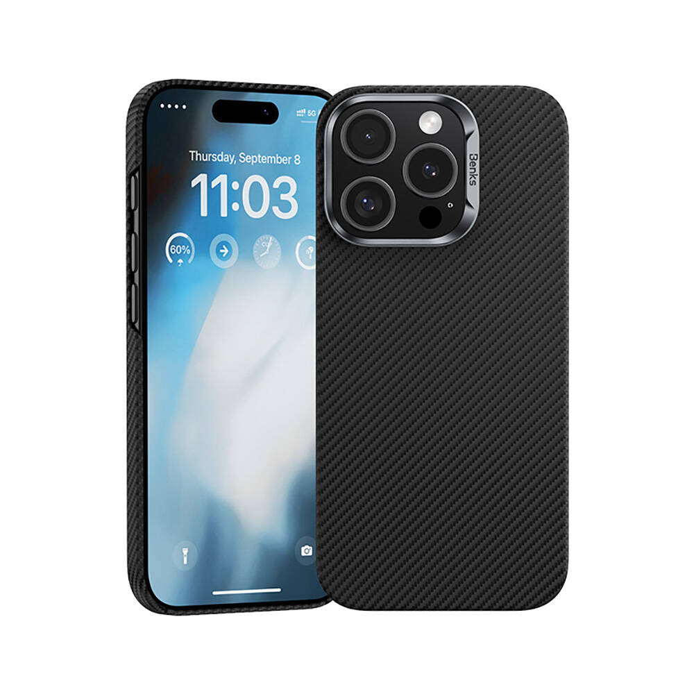 Apple iPhone 16 Pro Max Uyumlu Kılıf Benks M-safe Şarj Özellikli Magnetik ArmorAir 600D Kevlar Fiber Kapak