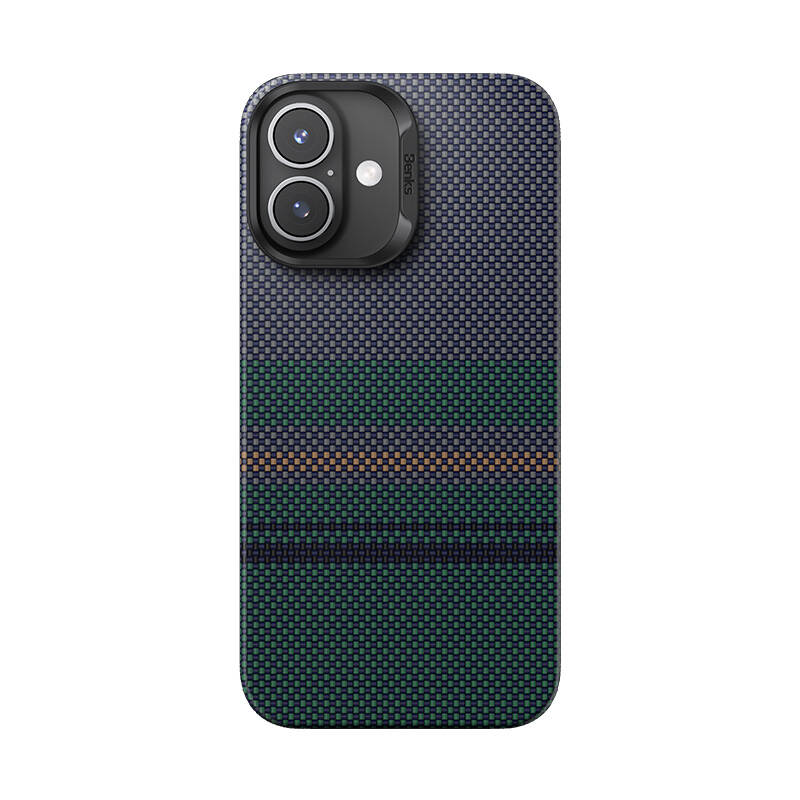 [RNZ-TA108475] Apple iPhone 16 Plus Uyumlu Kılıf M-safe Şarj Özellikli Karbon Fiber Tasarımlı Benks Aurora ArmorAir Kevlar Kapak